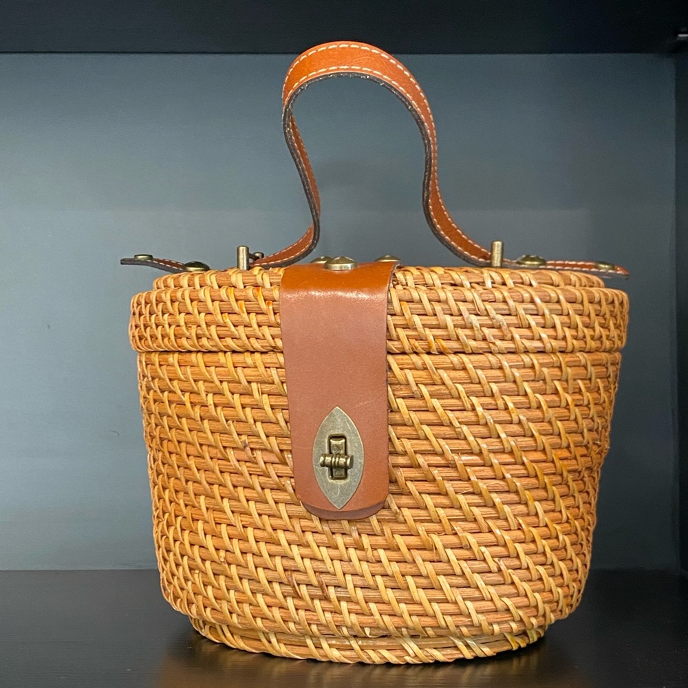 PATRICIA NASH caselle wicker woven basket   purse  new never used without tags